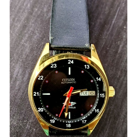 Rare Vintage Citizen Automatic Black Pattern 12-24hr Dial Watch 8200-4 Serviced - Picture 7 of 11